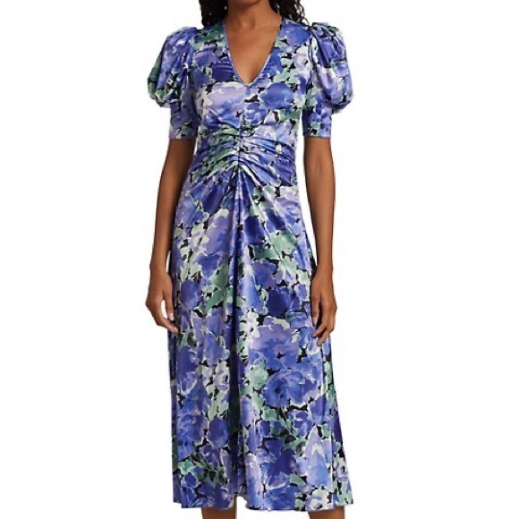 ROTATE Birger Christensen Sierina Floral Satin Midi Dress - Picture 9 of 14
